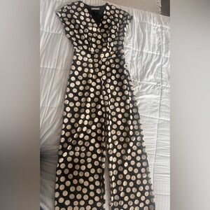 Mango Black and White Polka Dot Jumpsuit